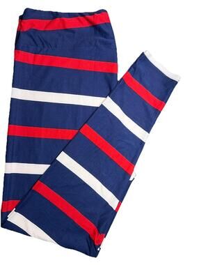 New LuLaRoe TC2 Red White And Blue Patriotic Striped Leggings Size (20-26)